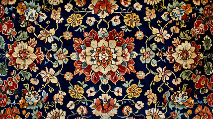 Intricate Hand-Knotted Persian Rug with Floral Patterns
