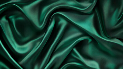 Obraz premium A processed collage displaying the surface texture of emerald green silk. This background is ideal for banners, backdrops, or as a texture for 3D mapping.