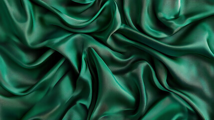 Obraz premium A processed collage displaying the surface texture of emerald green silk. This background is ideal for banners, backdrops, or as a texture for 3D mapping.
