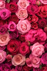 Obraz premium A dense cluster of roses brings a romantic and elegant floral ambiance