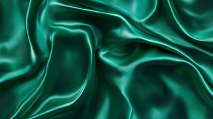 Obraz premium A processed collage displaying the surface texture of emerald green silk. This background is ideal for banners, backdrops, or as a texture for 3D mapping.