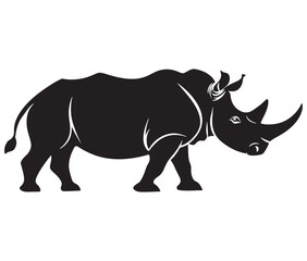 Fototapeta premium Rhino cartoon coloring page, Outline rhino, Silhouette line art rhino