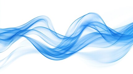Naklejka premium A premium blue wave design on a white background, featuring smooth lines and fluid curves, perfect for sleek banners, posters, or elegant wallpaper.