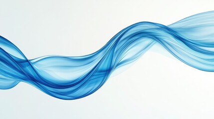 Naklejka premium A premium blue wave design on a white background, featuring smooth lines and fluid curves, perfect for sleek banners, posters, or elegant wallpaper.