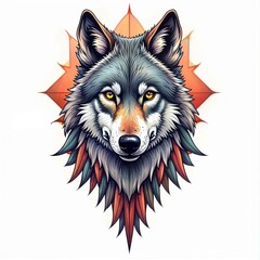 Sketch of fox head tattoo on isolated white background. Fox sticker.