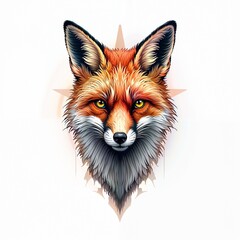 Obraz premium Sketch of fox head tattoo on isolated white background. Fox sticker.