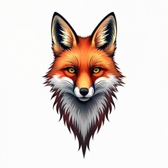 Obraz premium Sketch of fox head tattoo on isolated white background. Fox sticker.