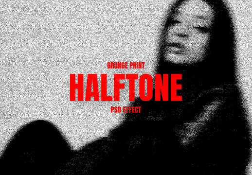 Grunge Halftone Image Effect Mockup