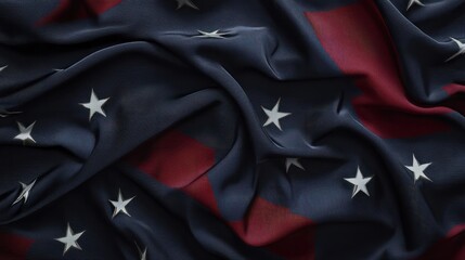 Obraz premium united states flag fabric laying on dark navy background. top flat laying view. Generative Ai
