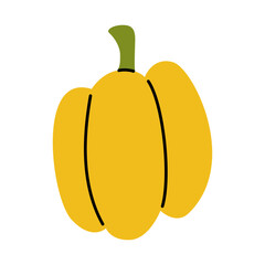 Colorful hand drawn illustration of a yellow bell pepper, ideal for recipe book