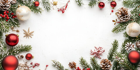Christmas Frame with Pine Cones and Ornaments