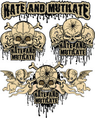 Obraz premium set, gothic sign with skull, grunge vintage design t shirts 