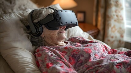 Virtual reality headset being used by a patient for pain management, showcasing therapeutic benefits of immersive technology in healthcare