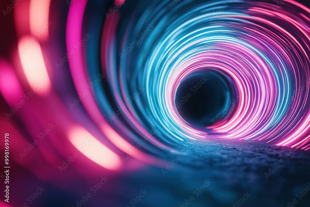 Canvas Prints mesmerizing abstract digital art design featuring a captivating spiral vortex of vibrant neon lights