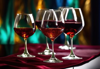 vibrant collection wine glasses showcasing rich hues elegant designs various colors, art, barware, beverage, celebration, chic, clear, colorful, craft
