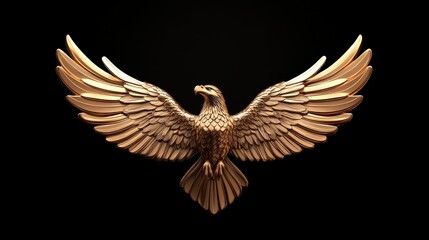 Obraz premium A beautifully crafted golden eagle with outstretched wings, symbolizing strength and freedom against a dark background.