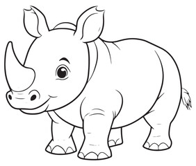 Rhino cartoon coloring page, Outline rhino, Silhouette line art rhino