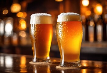 lively close frothy craft beer unique glasses showcasing rich colors textures beer enthusiasts, ale, amber, artisan, beverage, bubbly, carbonation, chilled