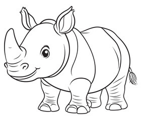 Rhino cartoon coloring page, Outline rhino, Silhouette line art rhino
