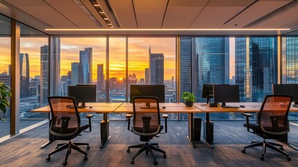 Modern Office with Cityscape View