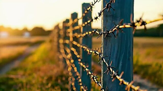 a barbed wire fence