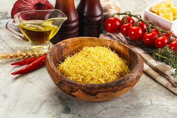 Raw dry Italian pasta Vermicelli