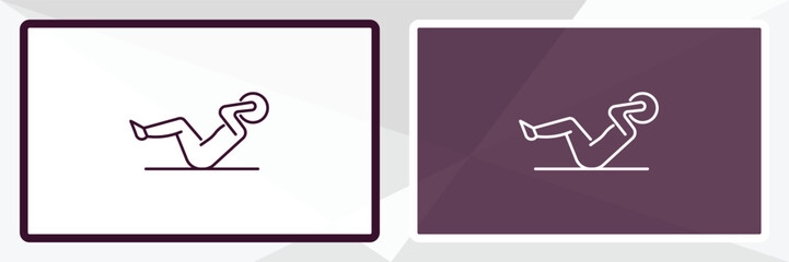 abdominal exercises outline icon. Linear vector from gym concept. Thin line white and black abdominal exercises icon isolated on white and dark background