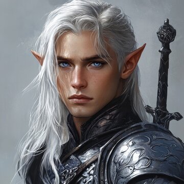 portrait of a man elf in armor warrior