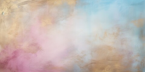 A painting of a sky with pink, blue, and yellow colors background.