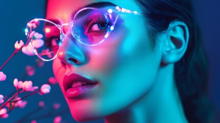 Fototapeta premium Revolutionary Green Beauty: Futuristic AI-Driven Cosmetics and Plant-Based Skincare Innovation