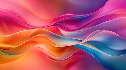 Fototapeta premium A vibrant rainbow of colors bursts into organic forms on a smooth, flowing background, with dynamic transitions between lively shades in a natural, abstract design.