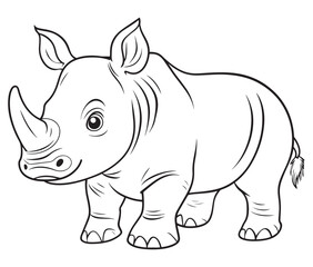 Rhino cartoon coloring page, Outline rhino, Silhouette line art rhino