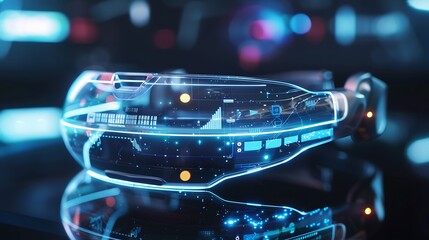 A high-tech wearable device with holographic interface.
