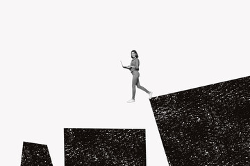 Composite trend artwork sketch collage of copybook workplace monochrome doodle mind think stress...