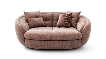 A cozy loveseat in a fabric upholstery, isolated on a white background -