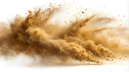 Obraz premium Sandstorm sand dust flying particles isolated on white 