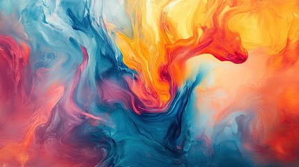 Fototapeta premium Abstract background featuring a natural burst of vivid colors, with flowing organic shapes and smooth transitions, creating a nature-inspired, energetic composition.