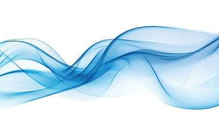 Naklejka premium Abstract blue wave with soft curves and gradients, flowing on a clean white backdrop. Ideal for elegant, modern banner designs or professional posters.