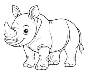 Rhino cartoon coloring page, Outline rhino, Silhouette line art rhino