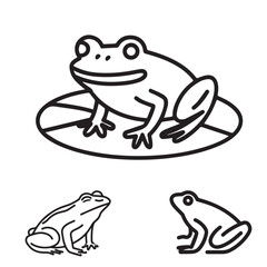 Frog Icon Set: A versatile collection of three unique frog illustrations, perfect for adding a playful touch to your designs. Each icon features a distinct pose.