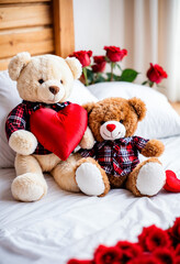 Osos de Peluche con Coraz&oacute;n &lsquo;Te Amo&rsquo; y Rosas Rojas. Regalo Rom&aacute;ntico