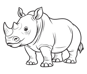 Rhino cartoon coloring page, Outline rhino, Silhouette line art rhino