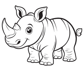 Rhino cartoon coloring page, Outline rhino, Silhouette line art rhino