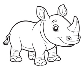 Rhino cartoon coloring page, Outline rhino, Silhouette line art rhino