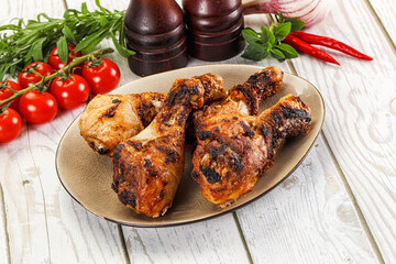 Hot and tasty chicken drumstick barbecue