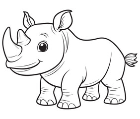 Rhino cartoon coloring page, Outline rhino, Silhouette line art rhino