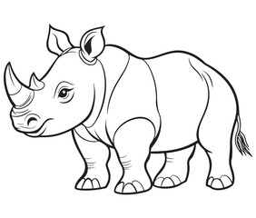 Rhino cartoon coloring page, Outline rhino, Silhouette line art rhino