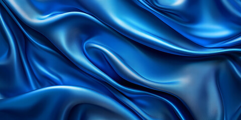 Obraz premium Smooth Flowing Blue Satin Fabric