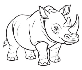 Rhino cartoon coloring page, Outline rhino, Silhouette line art rhino