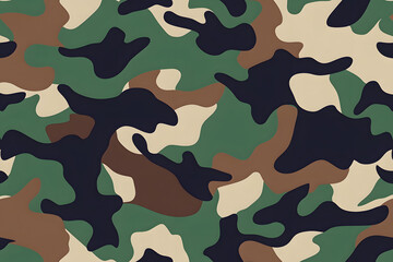 Fototapeta premium Classic Military Camouflage Pattern in Green, Brown, and Beige